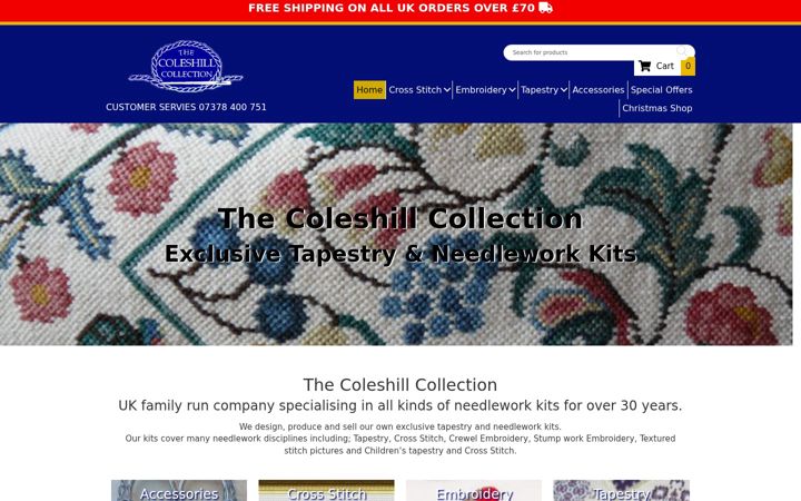 Screenshot of coleshillcollection.com