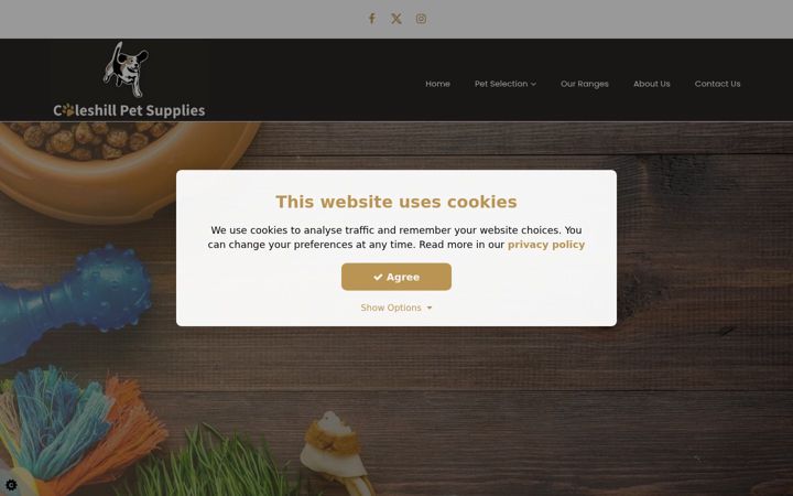 Screenshot of coleshillpetsupplies.co.uk