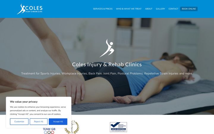Screenshot of colestherapy.com