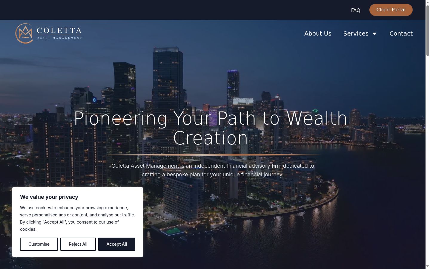 Screenshot of the consent banner shown before any interaction