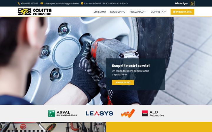 Snímek obrazovky colettapneumatici.it