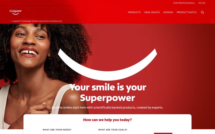 Skjámynd af colgate.ie