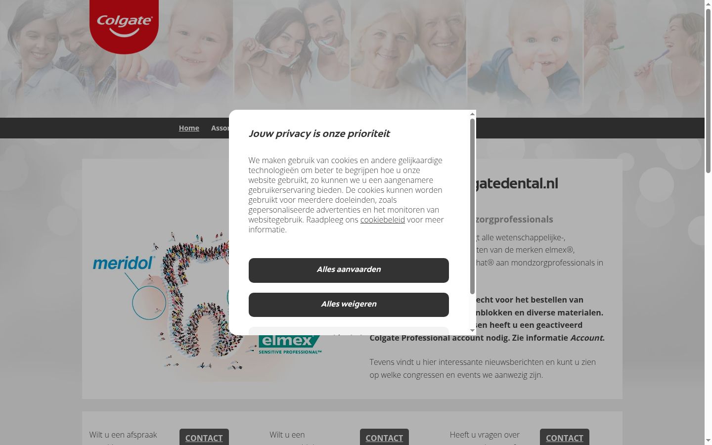 Screenshot del banner di consenso mostrato prima di qualsiasi interazione