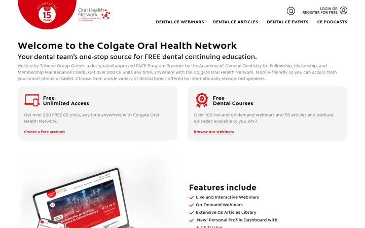 Screenshot of colgateoralhealthnetwork.com