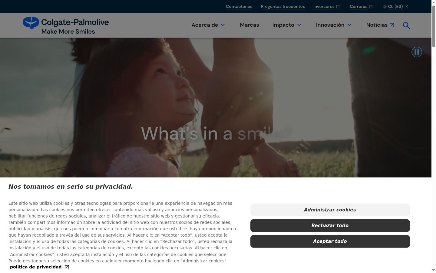 Screenshot del banner di consenso mostrato prima di qualsiasi interazione