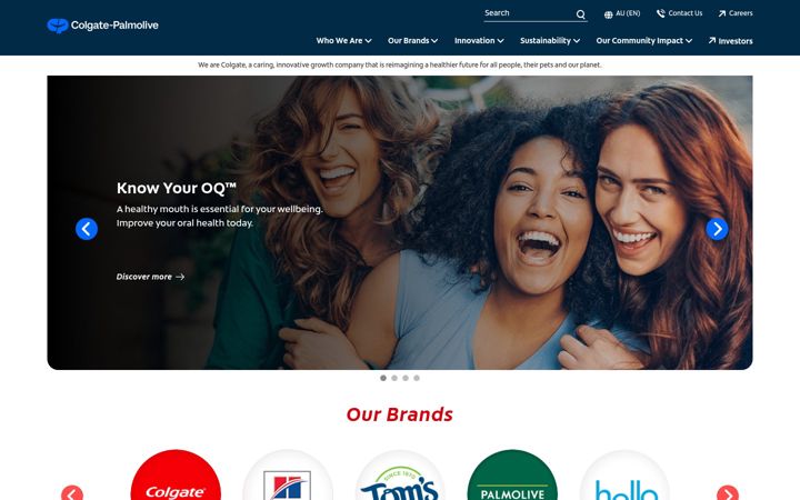 Ekraanipilt saidist colgatepalmolive.com.au