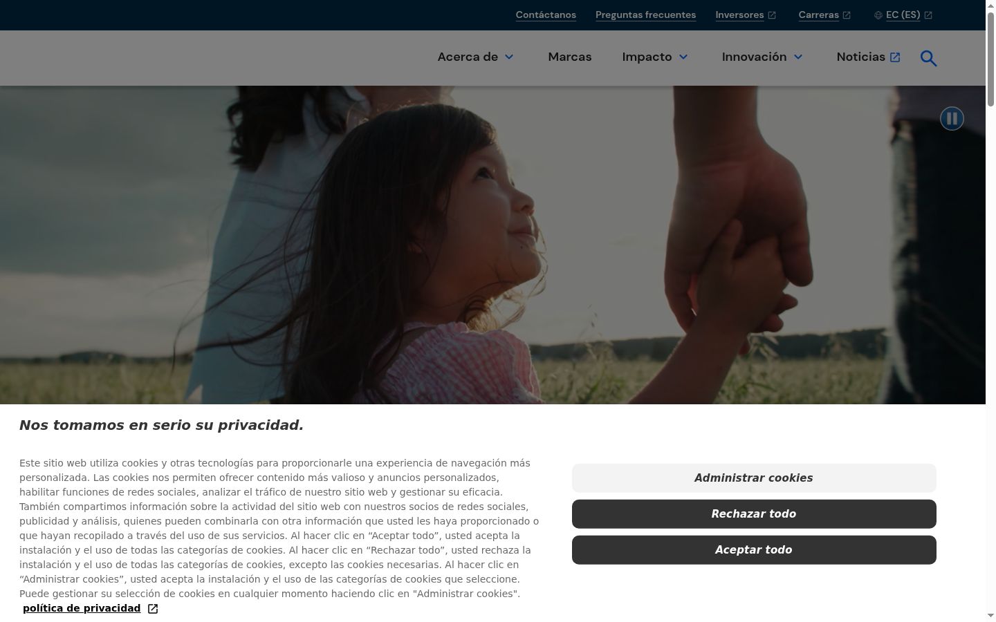 Capture d'écran de la bannière de consentement affichée avant toute interaction