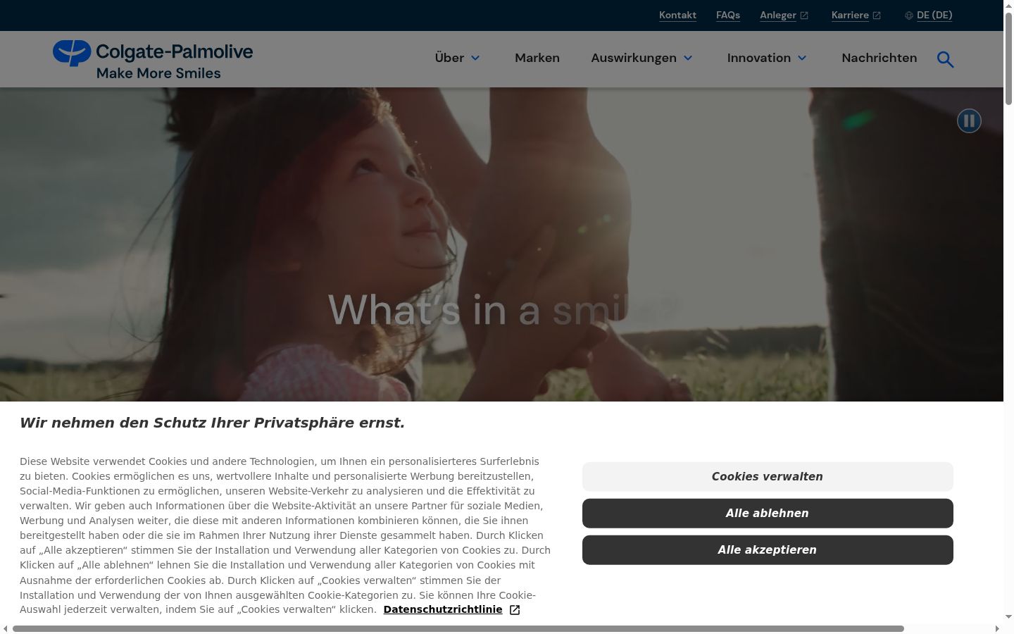 Screenshot del banner di consenso mostrato prima di qualsiasi interazione