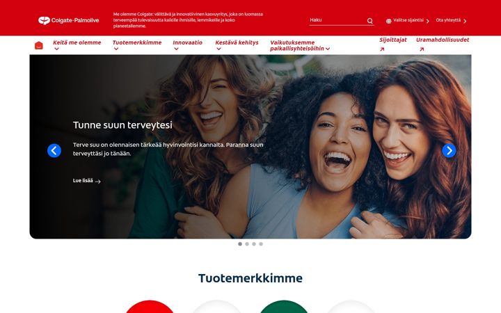 Skærmbillede af colgatepalmolive.fi