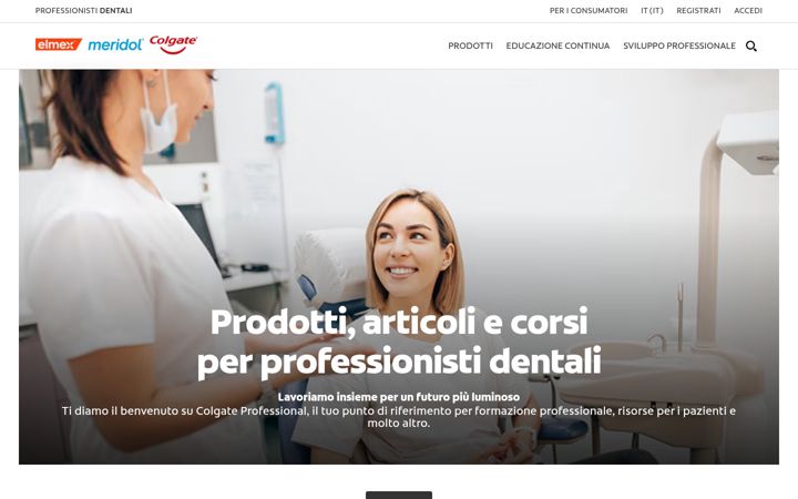 Snímek obrazovky colgateprofessional.it