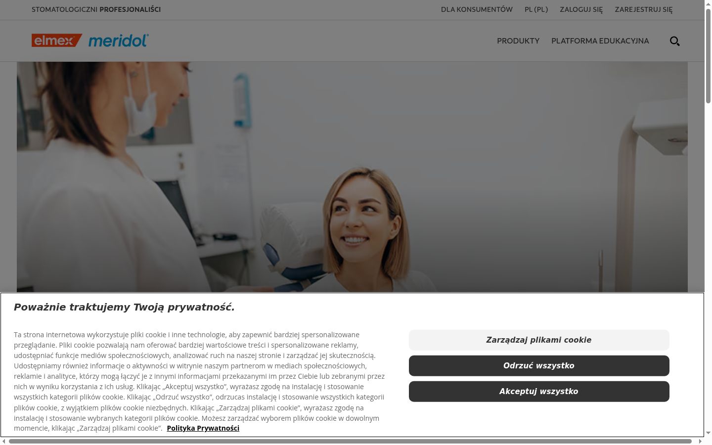 Zrzut ekranu banera zgody wyświetlanego przed jakąkolwiek interakcją