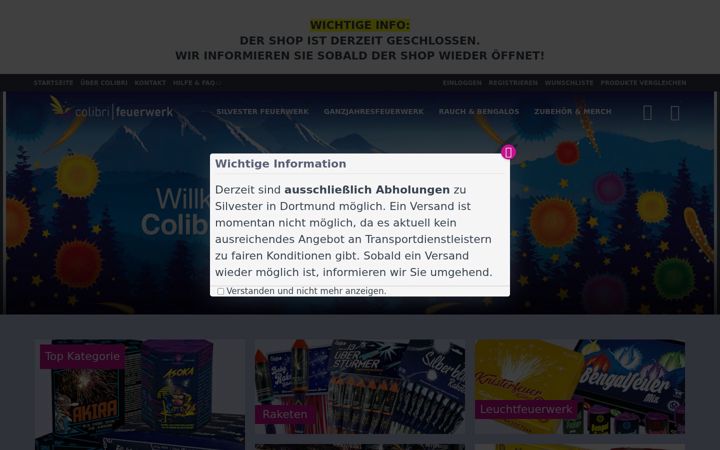 Screenshot of colibri-feuerwerk.de