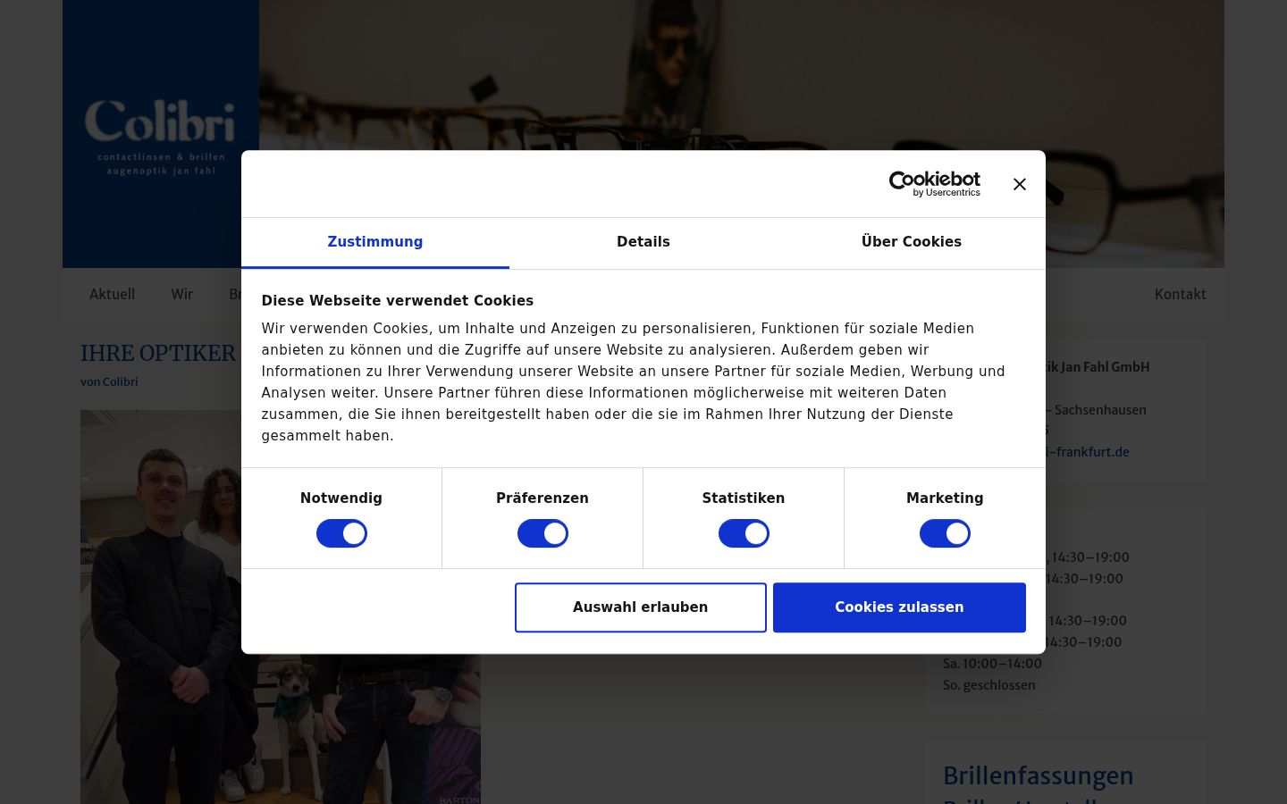 Screenshot van de toestemmingsbanner zoals getoond vóór enige interactie