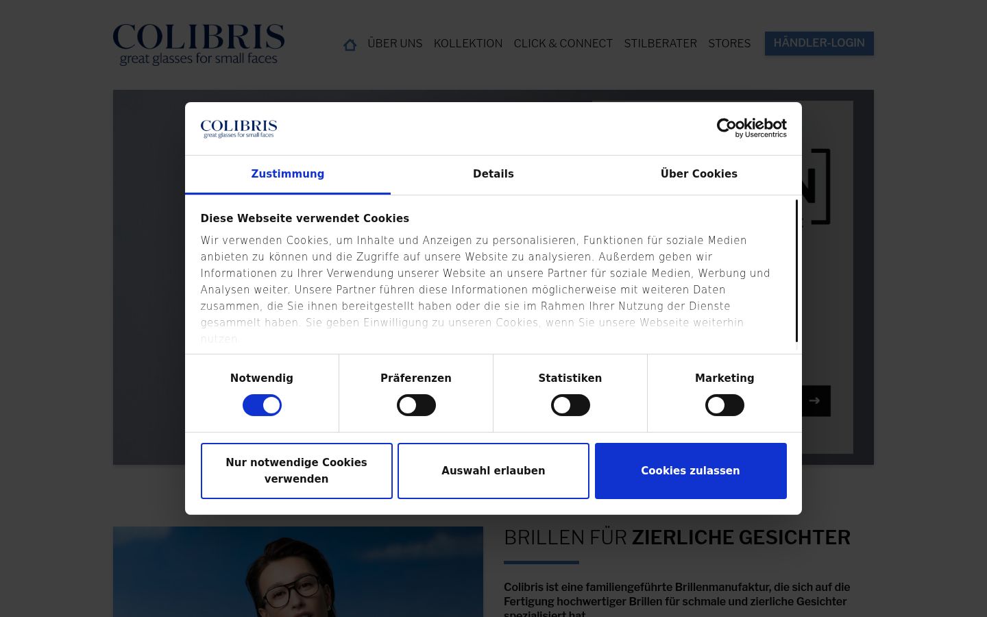 Screenshot del banner di consenso mostrato prima di qualsiasi interazione