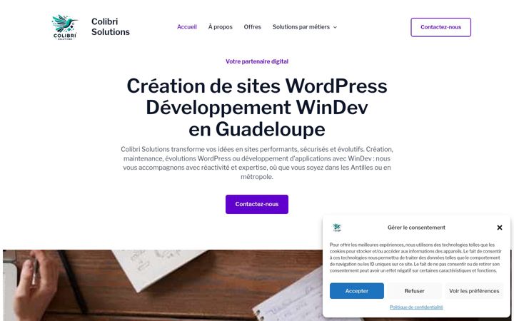 Screenshot of colibrisolutions.fr