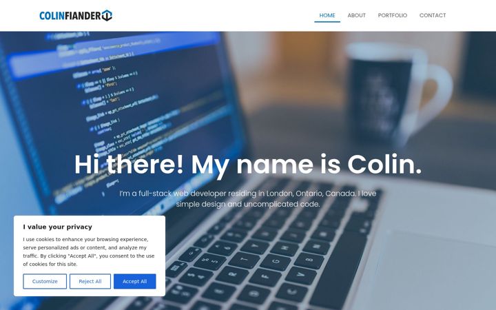 Screenshot of colinfiander.com
