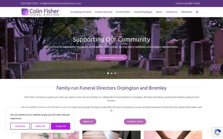 Screenshot of colinfisherfuneraldirectors.com