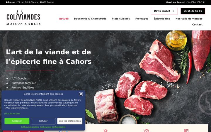 Screenshot di coliviandes-cahors.fr