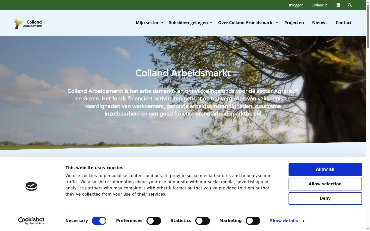 Screenshot des Einwilligungsbanners vor jeglicher Interaktion
