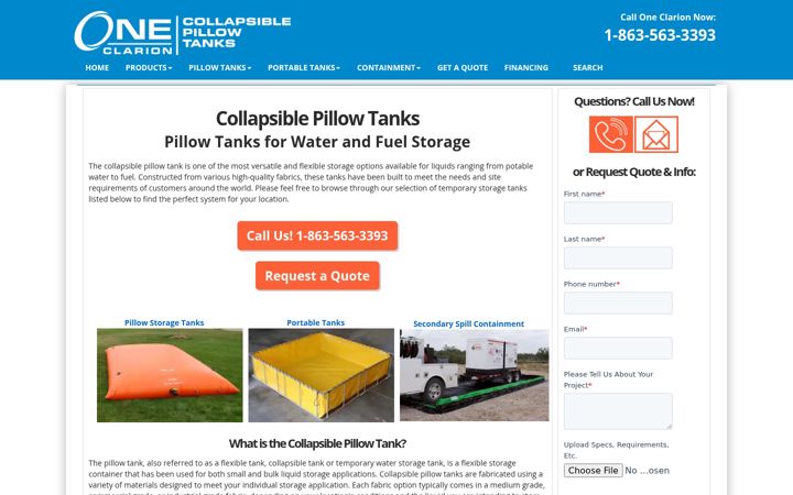 Screenshot of collapsiblepillowtank.com