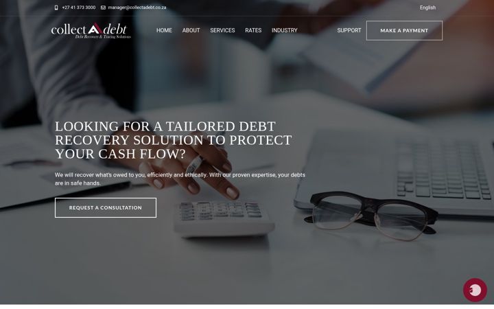 Skärmbild av collectadebt.co.za