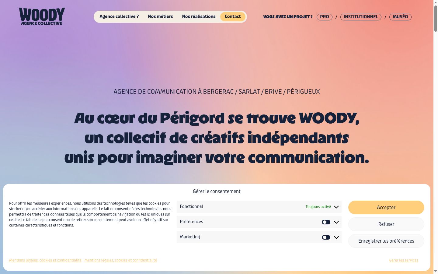 Screenshot del banner di consenso mostrato prima di qualsiasi interazione