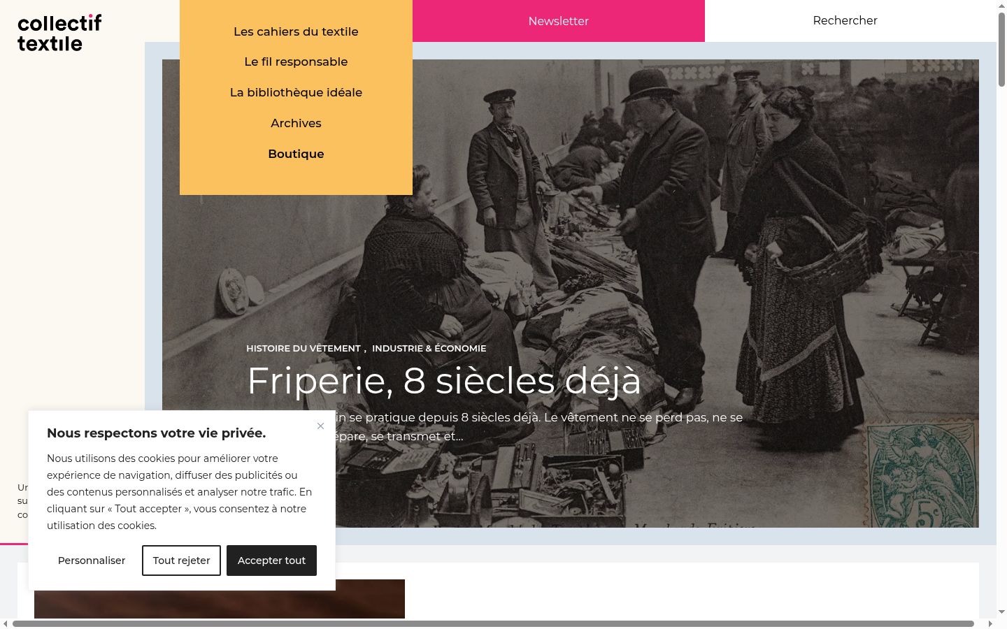 Captura de pantalla del banner de consentimiento mostrado antes de cualquier interacción