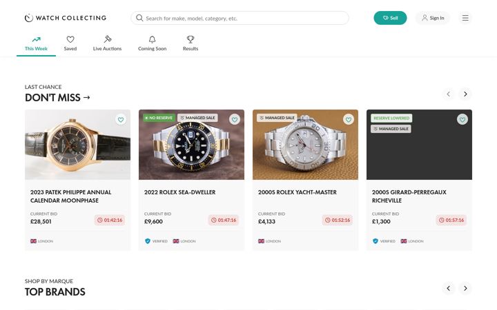 Screenshot of collecting.com