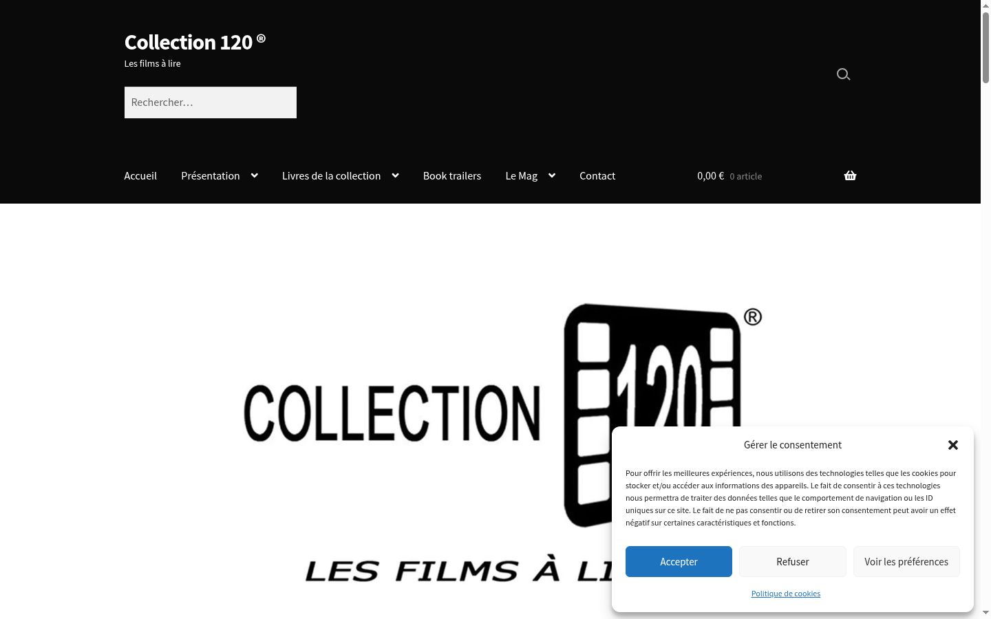 Capture d'écran de la bannière de consentement affichée avant toute interaction