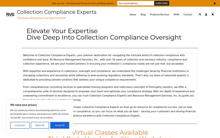 Screenshot of collectioncomplianceexperts.com