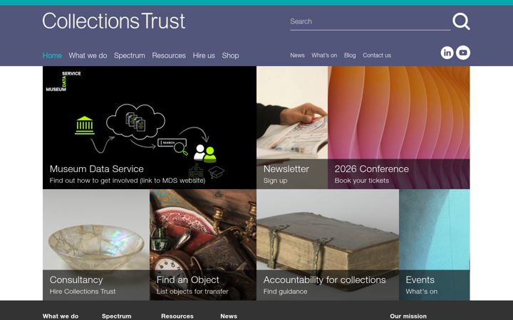 Screenshot of collectionstrust.org.uk