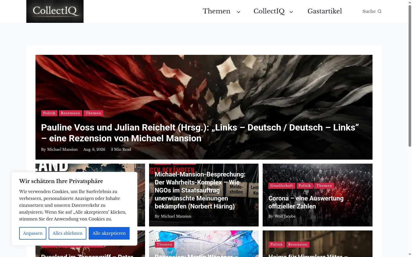 Captura de ecrã do banner de consentimento apresentado antes de qualquer interação
