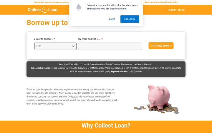 Screenshot of collectloan.co.uk