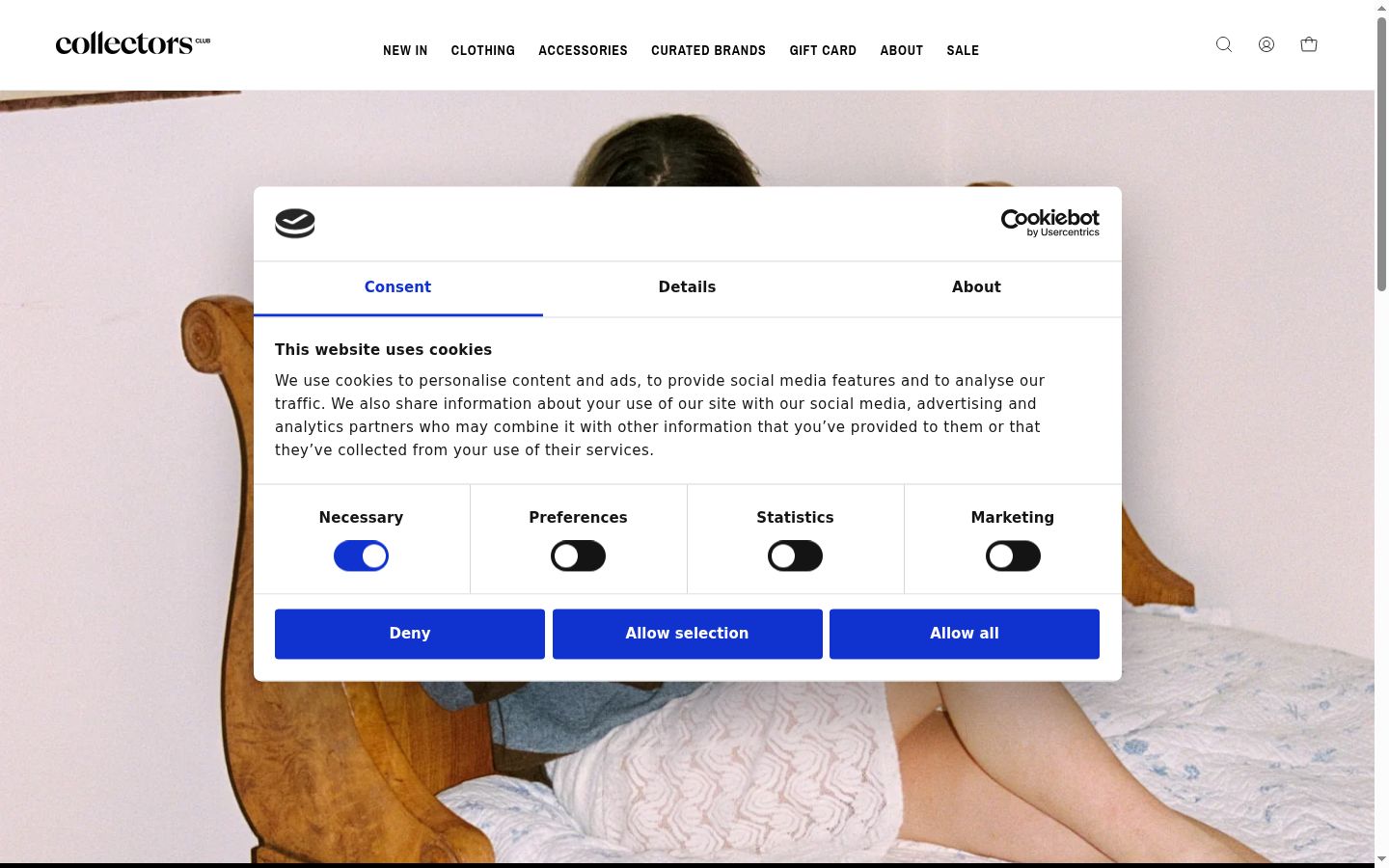 Screenshot of the consent banner shown before any interaction