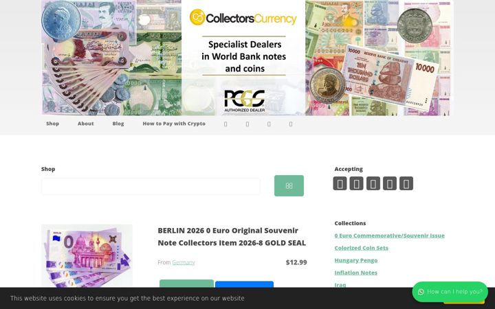Screenshot of collectorscurrency.com