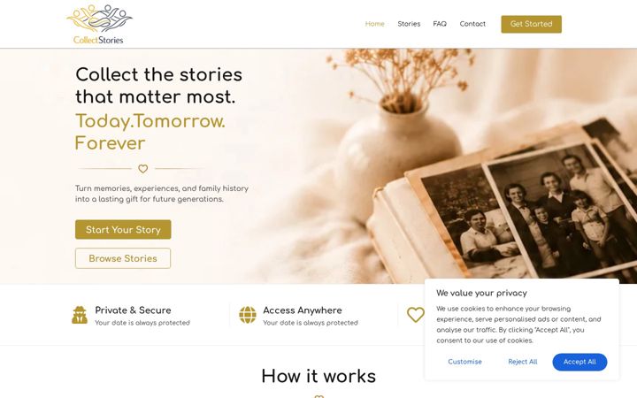 Screenshot of collectstories.com