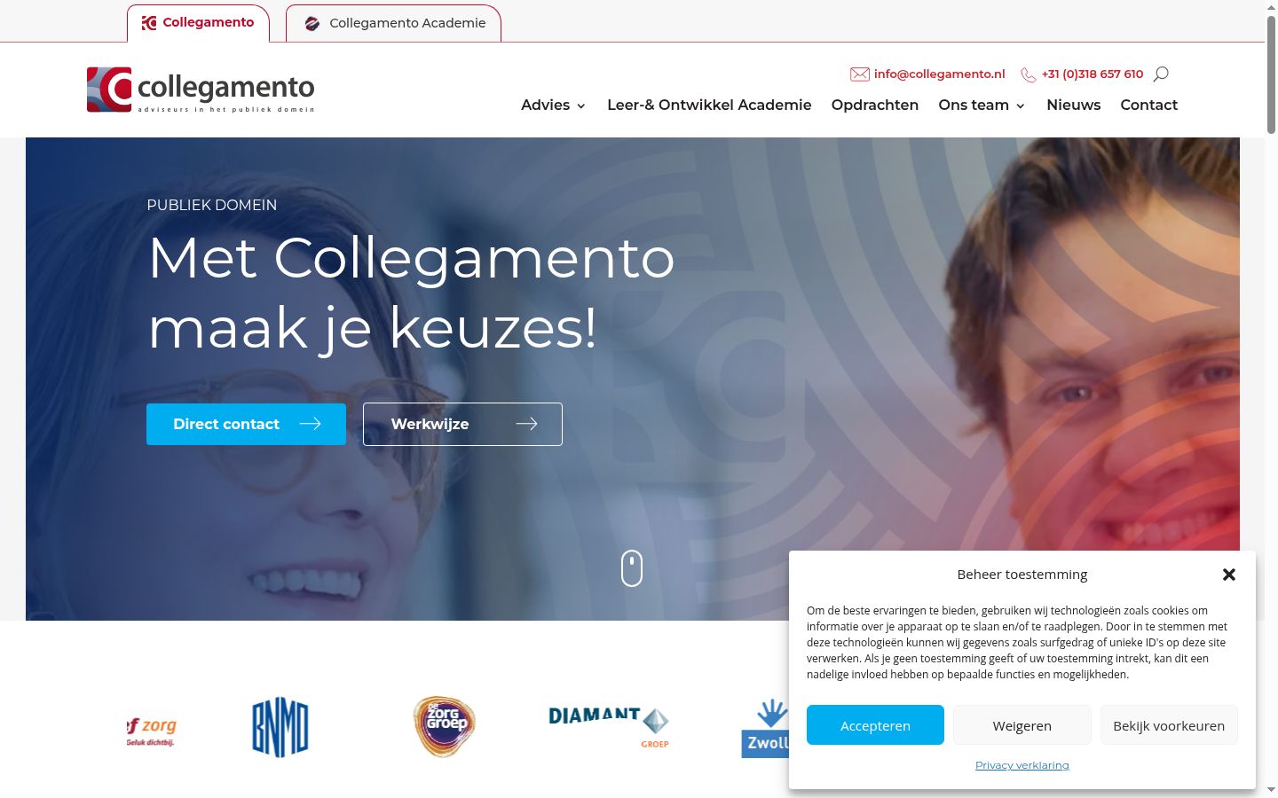 Captura de ecrã do banner de consentimento apresentado antes de qualquer interação