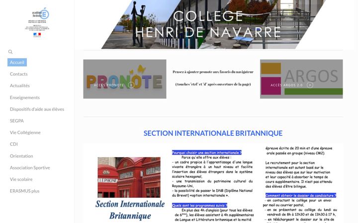 Screenshot di college-coutras.fr