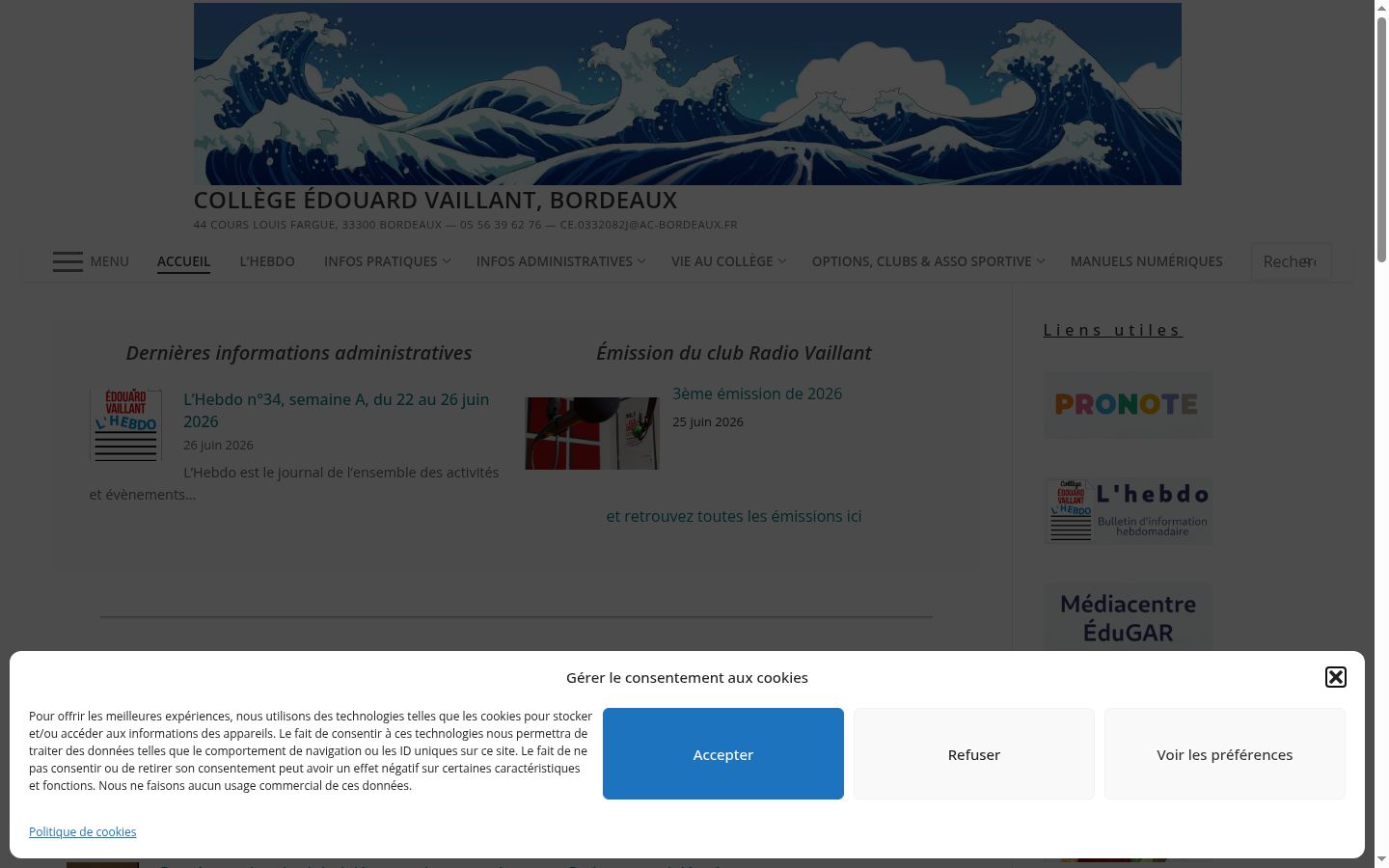 Skjermbilde av samtykkebanneret slik det vises før noen interaksjon