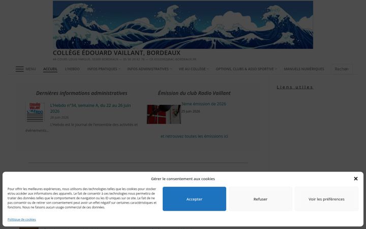 Screenshot of college-edouardvaillant-bordeaux.fr
