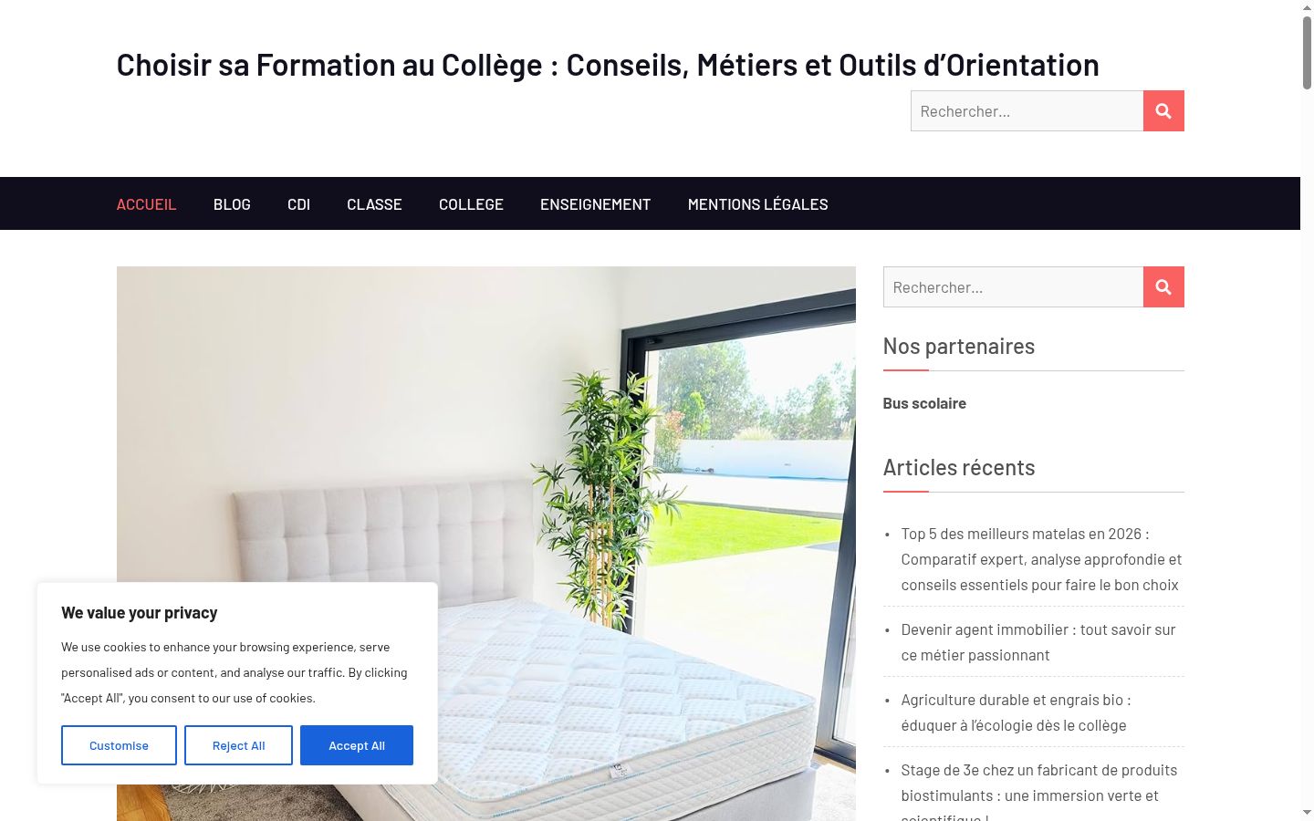 Captura de ecrã do banner de consentimento apresentado antes de qualquer interação