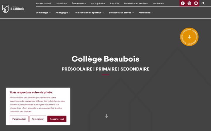 Screenshot of collegebeaubois.qc.ca