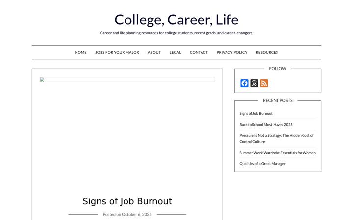 Zrzut ekranu collegecareerlife.net