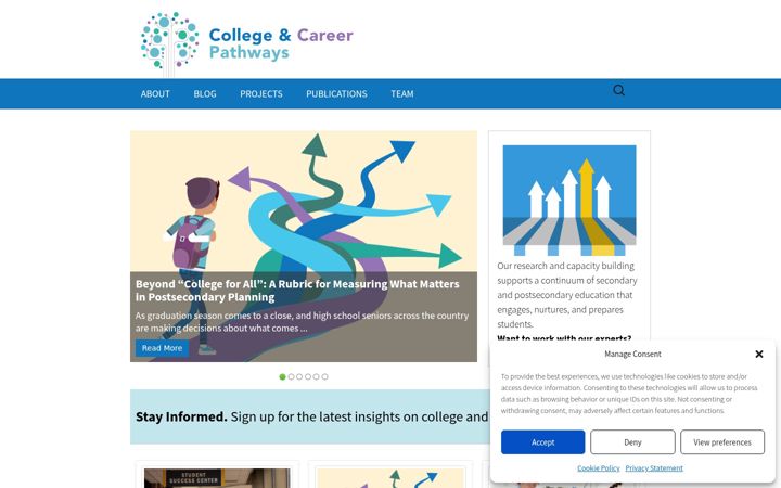 Snímek obrazovky collegecareerpathways.org