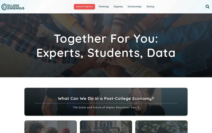 Screenshot of collegeconsensus.com
