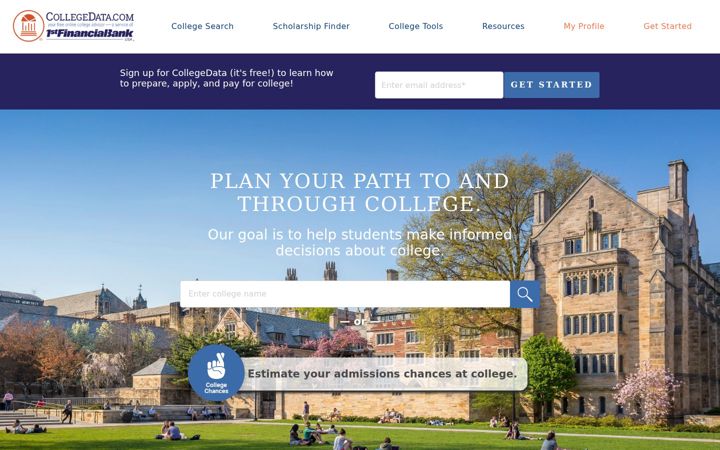 Screenshot του collegedata.com