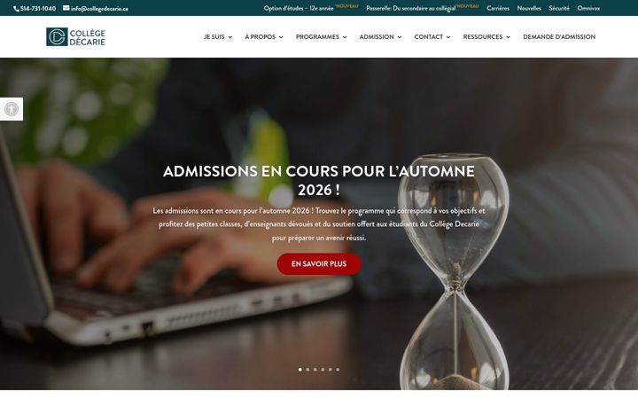 Screenshot of collegedecarie.ca