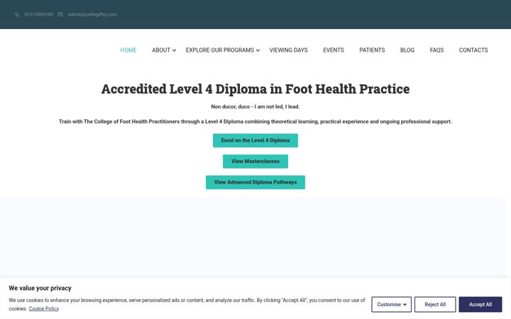 Screenshot of collegefhp.com
