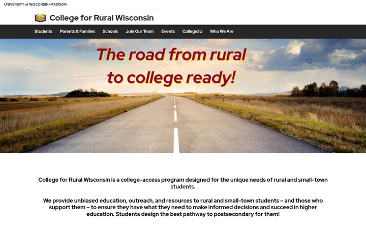 Screenshot von collegeforrural.wisc.edu