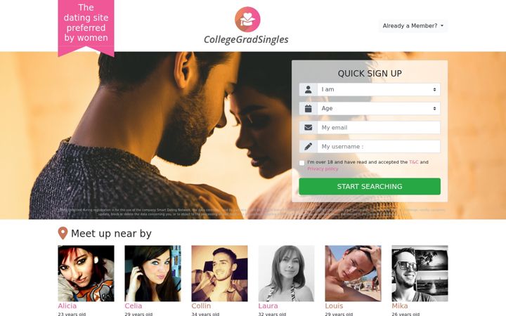 Screenshot of collegegradsingles.com